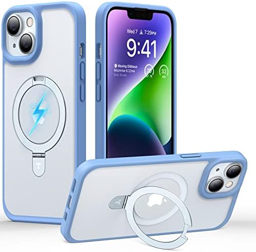 Torra Magnetic Utro Ostand za iPhone 14 Case / iPhone 13 Case 6,1 inča, [kompatibilan sa magsafe] mat tvrdi leđa s mekim silikonskim ivicama zaštitnim i ipljanim telefonskim kutijama za iPhone 14, plavi