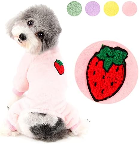 Ranphy Fleece Mali pas pidžamas Pet odjeća Puppy CAT kombinezon ukupno 4 noge Basic PJS mekane tople zacrvene zimske bodi, slatki