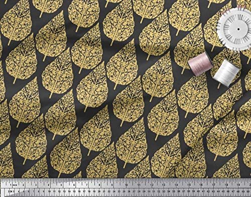 Soimoi Rayon Fabric Floral & amp; Flying Swan Block štampana tkanina 1 Yard 42 Inch Wide