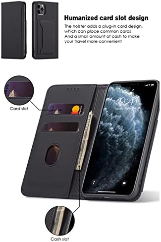 Dr. DESIRE for iPhone 14 Pro Case, crna koža Magnetic Flip Wallet Cover 360 zaštita od pada cijelog tijela sa postoljem držač kartice