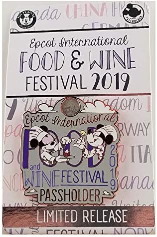 Disney Pin-Mickey & Minnie Mouse-Epcot Food & amp; Festival vina 2019 Logo-Passholder