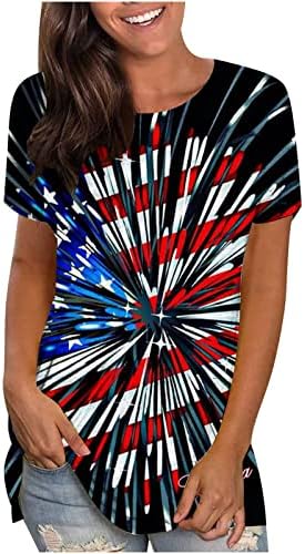 Ženske ljetne majice 4. jula Patriotska košulja Casual američka zastava Print Tees košulje labave kratke rukave bluza