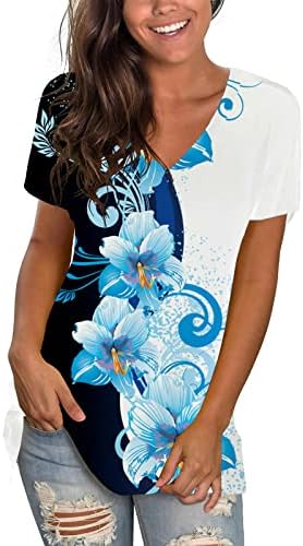 Bluza Žene padaju ljeto kratka rukava od pamuk V izrez Graphic Lounge Top majica za djevojke Xa Xa