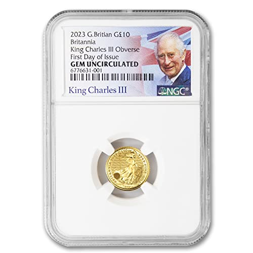2023 1/10 Oz britanska zlatna Britannia Coin Gem Necrcirkulirana od kraljevske mente 24k 10k 10 £ ngc gemunc