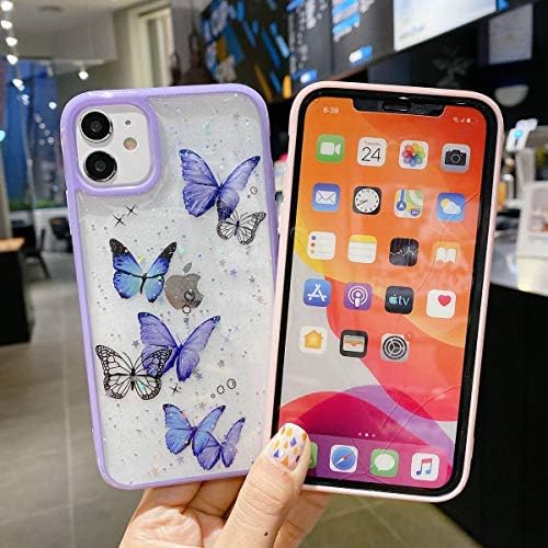 Shinymore kompatibilan sa futrolom za leptir iPhone 13 Pro, simpatični lijepi leptir sjajni udarni mekani silikonski čisti djevojke žene pokrivaju slučaj kompatibilan sa iphone 13 pro -purple