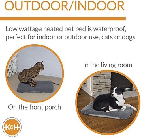 K & H PET proizvodi Ortopedski vanjski grijani krevet za pse Lektro-mekani sivi veliki 25 x 36 inča