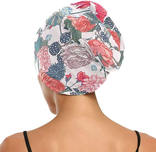 Kapa s lubanjem za spavanje Radni šešir BONNET ljetnice za žene cvjetno cvijeće ruža božu se vintage spavajuća kapa Radni šešir za kosu za kosu noćna kapa