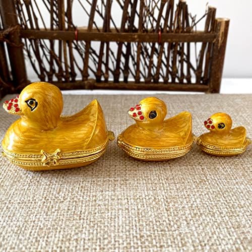 Set od 3 slatka patka porodična patka sa šarke ručno oslikana držač prstena za pohranu dragulja patke figurine životinjski komoda