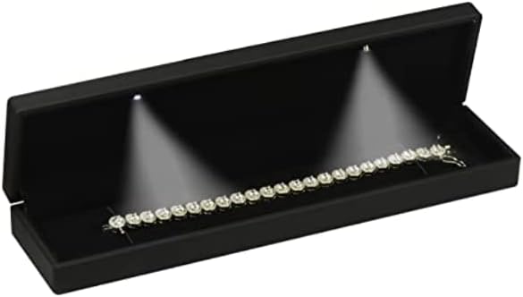 LED crna kutija za narukvicu .Luksuzna LED narukvica ogrlica nakit poklon kutija sa svjetlom za žene za djevojčice za muškarce kutija dimenzija 8,86*1,97*1,38