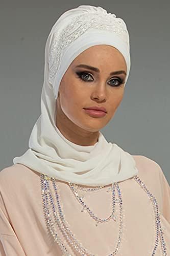 Aisha dizajn Instant Turban lagani Šifonski šal glava turbani za žene pokrivala za glavu sa jedinstvenom ručno izrađenom čipkom