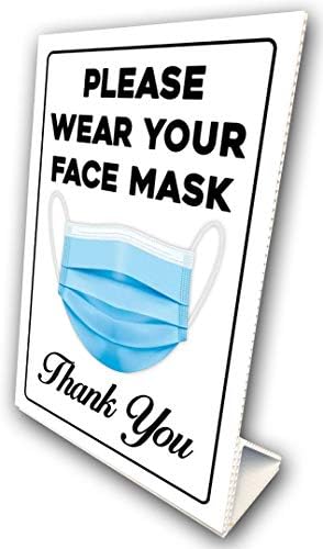 Socijalna distancirala i maska ​​za lice za protutop BW Combo 2 Pakovanje - Samostojeći znak za lice - Sigurnosni znak - Sirction Social Distanciranje znaka - StolPop - recepcija