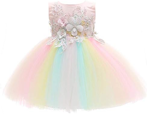 Weileenice djevojke kostim Cosplay haljina Rainbow Tulle 3d vez Perla princeza Tutu haljine