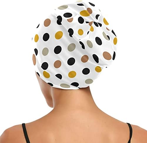 Ženska modna granica slabog kapu za kosu za kosu, geometrijska polka točkica elastična glava noćna kapa za spavanje