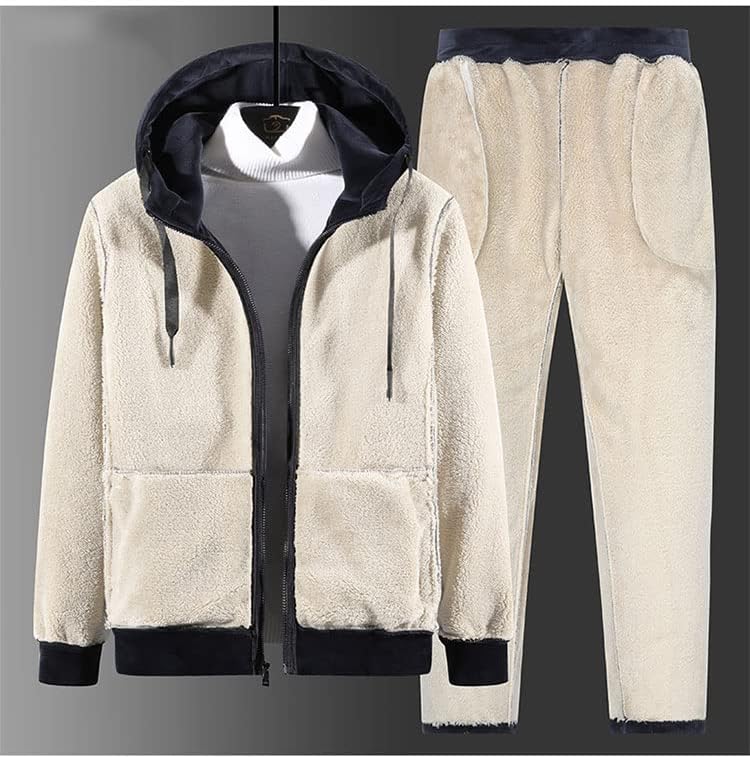 Ixyhpjp Trackioits Zimski muškarci postavljeni debeli 2 komada Podesite zimsku runu MENS TRACK jakna + hlače
