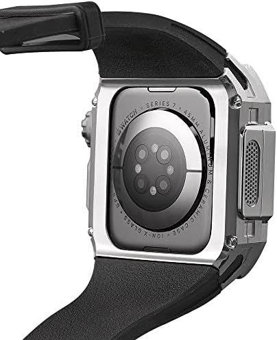 BCMCBV dragocjeni metalni satovi za retrofit komplet za Apple Watch 7 8 ultra 45 mm gumeni remen + futrola, kasu za plemeniti metal