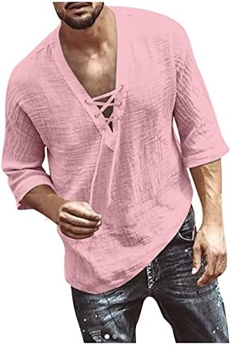 Muške majice plus veličina V izrez ljetna bluza obična 3/4 rukav opušteni-fit duksevi 2023 povremeni smiješni vrhovi