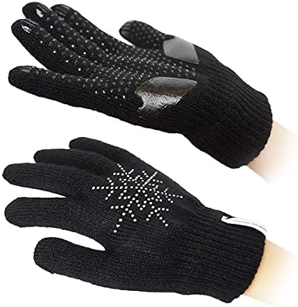 Skatingspirit Gel podstavljene ledene rukavice za umjetničko klizanje sa pahuljicama od kamenčića , Protuklizne hvataljke za vruće rukavice zimske pletene rukavice