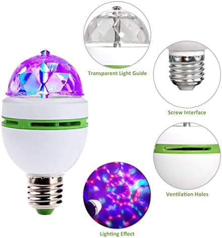 LED lampa sa kugličnom sijalicom, 3w E27 LED RGB Kristalna rotirajuća sijalica glas automatsko rotirajuće svjetlo pozornice