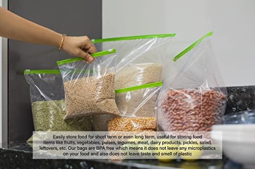 Greenzipper pečat zamrzivač hrane kese 15 torbe u 1 kutija Mikrovalna Sef, ponovno upotrebljiv, perive, transparentan & amp; BPA besplatno
