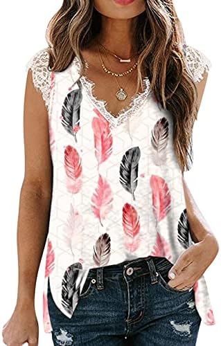 Ljetna jesenska košulja djevojke bez rukava kratki rukav 2023 čipkasti pamuk V izrez cvjetna grafička bluza majica za žene npr