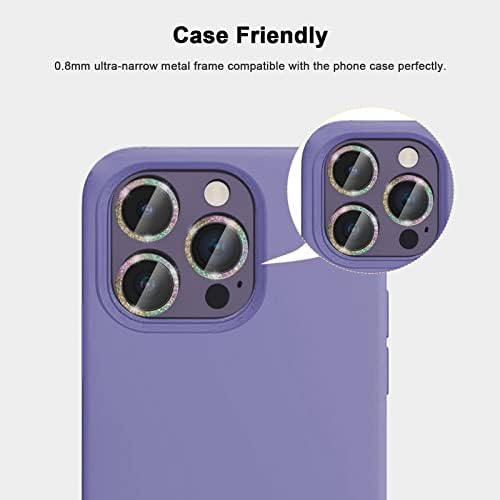 [Glitter Colorful] [2 kompleta]McgojoHi za iPhone 13 Pro / iPhone 13 Pro Max zaštitnik sočiva kamere, zaštitni ekran poklopca kamere od kaljenog stakla, Ultra HD 9h ekran otporan na ogrebotine zaštitni Film za sočiva