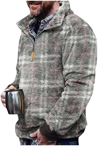 XXBR SHERPA POLOVNI ZIP pulover za mens, teddy fleece Fuzzy dukseri Zimski topli plairani Aztec tiskani skakač
