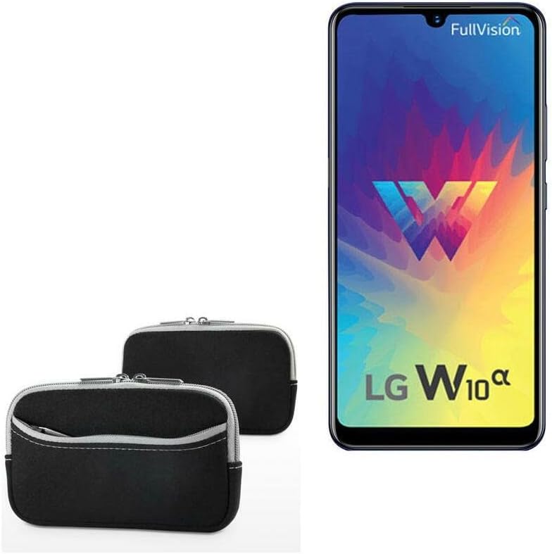 Boxwave Case kompatibilan sa LG W10 alfa - Softsuit sa džepom, meka torbica Neoprene poklopac rukav džep sa zatvaračem za LG W10 Alpha - Jet Black sa sivom oblogom