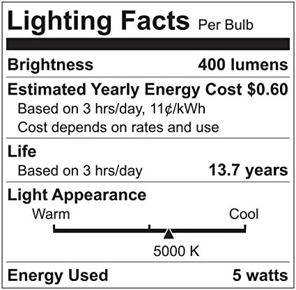 Ge rasvjeta 92172 5-vatna LED sijalica od 400 lumena G25 sa srednjom bazom, dnevna svjetlost, 1-pakovanje