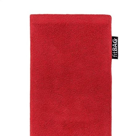 FITBAG Classic Crveni prilagođeni rukav za Samsung Galaxy S8 Plus. Prava alcantara torbica s integriranom mikrovlakanom oblogom za