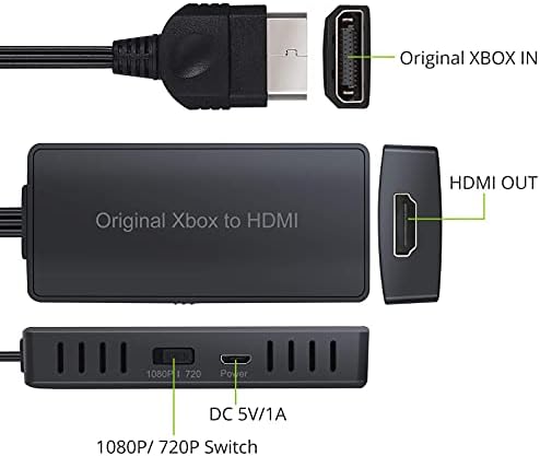 LinkFor HDMI adapter kompatibilan s originalnim Xbox podrškom 1080p / 720p originalni Xbox u HDMI pretvarač uključuje adapter za napajanje