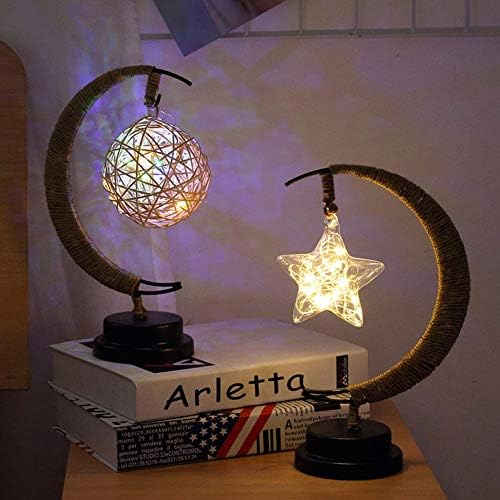 [LED svjetlo]-ponude za čišćenje - Božićna zvijezda Moon Ball Glass LED noćno svjetlo konoplja konopljina stolna lampa Kućni dekor,