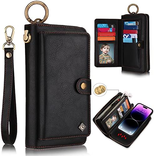Xrpow torbica za novčanik za iPhone 14 Pro Max 6,7 inča, [2 u 1] magnetna odvojiva torbica za novčanik [veganska koža] kvačilo sa