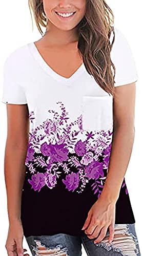 ICJJL majice za žene Ljetne vrhove za ženska majica Loose Rezervoari Casual Tie-Dye Pokaziva za promjenu boje, tiskani V-izrez