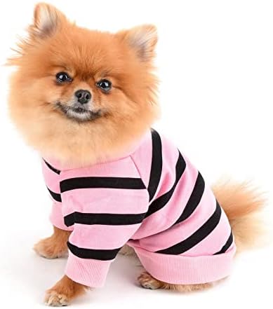 Smalllee_lucky_store Pet ljetna odjeća Pamučna prugasta majica Top Puppy majica Tee za malu srednje pse mačka dječaka s blagim crvenim srcem yorkie chihuahua, bebe ružičasta, xs