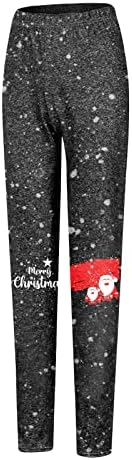 DSODAN božićne gamaše za žene, Xmas Santa Claus Print Tummy Control Hlače Visoko struka Grafičke tanke tanke tamne