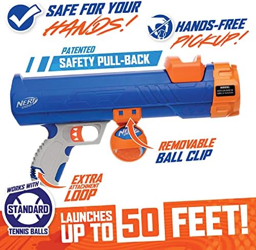 Nerf Pas Tenis Kugla Blaster igračka za pse plava / narančasta, 16-inčni kompaktni blaster sa 1 loptom