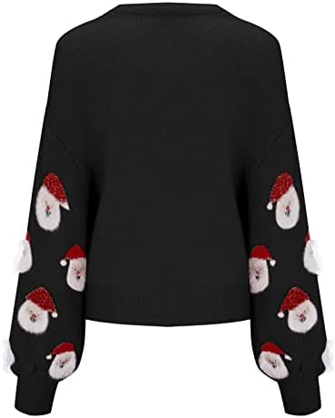 Ružni božićni džemper za žene Xmas Slatka Santa pletene pulover Crewneck Dukserice sretne božićne majice