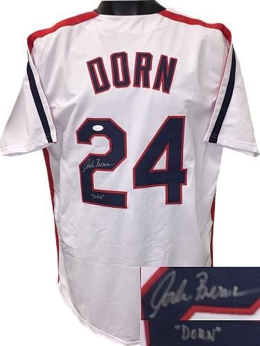 Corbin Bernsen potpisao bijeli TB po mjeri šibljem bejzbol dresove Dorn XL- hologram - JSA certifikat - film Razno memorabilia