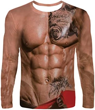 Men Muscle Printed long Sleevest T-Shirt Casual Funny Pattern Tops Muška majica dugih rukava za muškarce