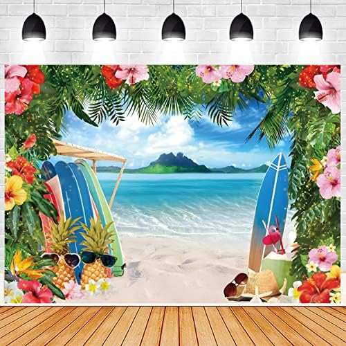 Ljetna plaža okean fotografija pozadine za dekoracije havajske Aloha zabave plavo nebo plaža daska za surfanje cvijet novorođeni Baby