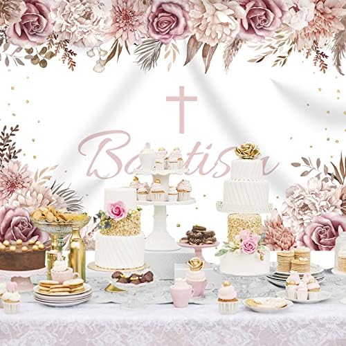 Rsuuinu Bog blagoslovi pozadina za krštenje djevojka Boho cvijeće Bohemia dekoracije Photohraphy pozadini rumenilo Pink Floral First