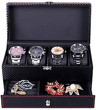 Xjjzs nakit box-plaid satovi za pohranu kutija za pohranu i prikaz kutije za odlaganje nakita Crna