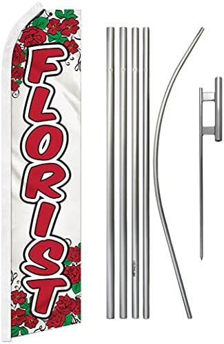 Cvjećarna Swooper Reklamska zastava i pole - savršen za cvjećare, cvijeće, planeri za vjenčanje, veleprodaja cvijeća