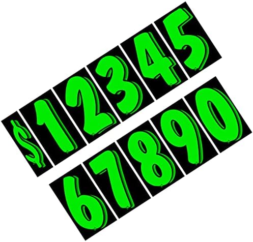 Versa-Tags 7,5 Crni / zeleni vinilni broj naljepnica 11 desetak set cijene vjetrobranskog stakla i 1 pakovanje svakog od prodaje i