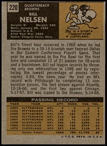 1971 TOPPS 220 Bill Nelsen Cleveland Browns-FB VG / Ex Browns-FB USC