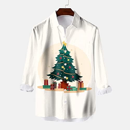 Zdfer sretan božićni muški dugi majica s dugim rukavima, Xmas Santa Claus ispisane košulje za kuglanje Dizajnerska majica
