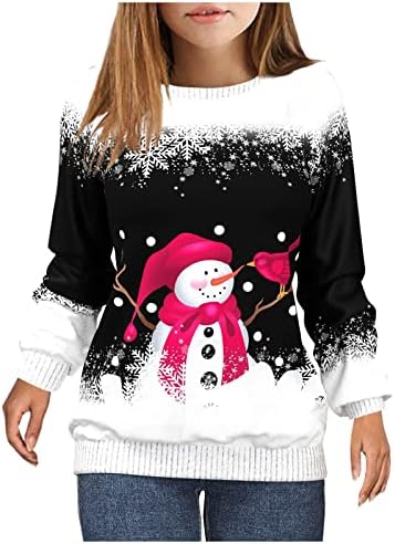 Nokmopo Womens Fall Fashion 2022 Dukseri Ženski pulover Top Snowman Print Casual Sports 3D Print Active Streetwear bluza