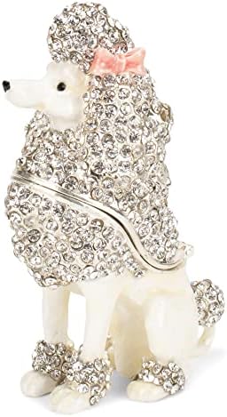 Vikendica Vrt Ručno oslikano metalna emajla šarke sa šarkama ukrasni ukrasni mini nakit prsten Organizator Vintage Kolekcionarska figurica Sadržaj kutija sa kristalima Bejeweled, srebrna pudlica