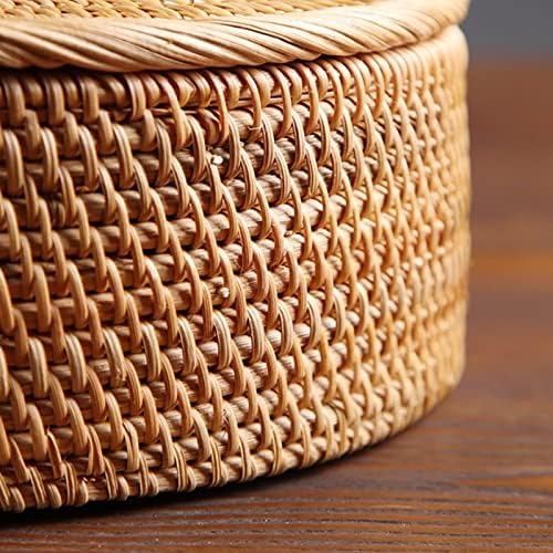YASEZ Handmade Weaving Round Storage Basket pleteni cvijet voćna hrana piknik hljeb jela kontejner Home Decore kuhinja Organizator