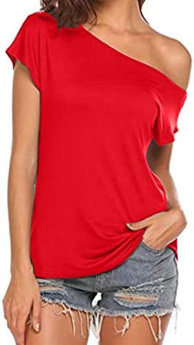 Shakumy ženska ljetna majica Top jedno rame obična boja tunika Tee Casual Loose Fit kratke rukave bluze za žene